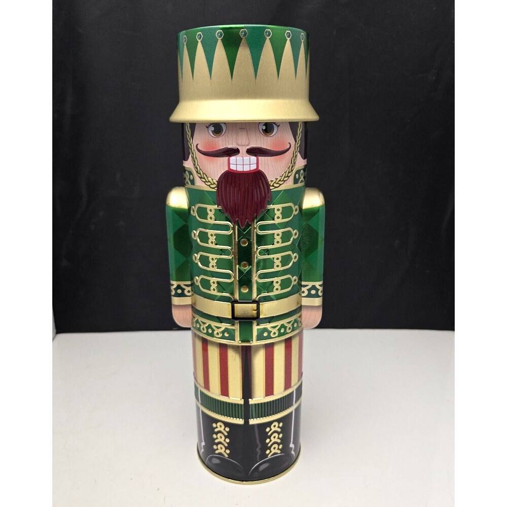 Silver Crane Co. Nutcracker Tin Green Soldier Italy Chocolate Truffles 12" Empty